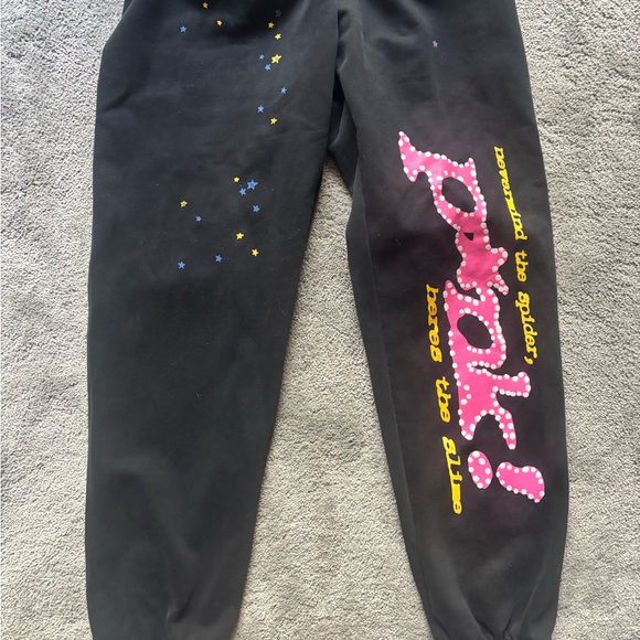 Trendy Black Joggers with Pink and Yellow Graphics - Picture 1 of 4